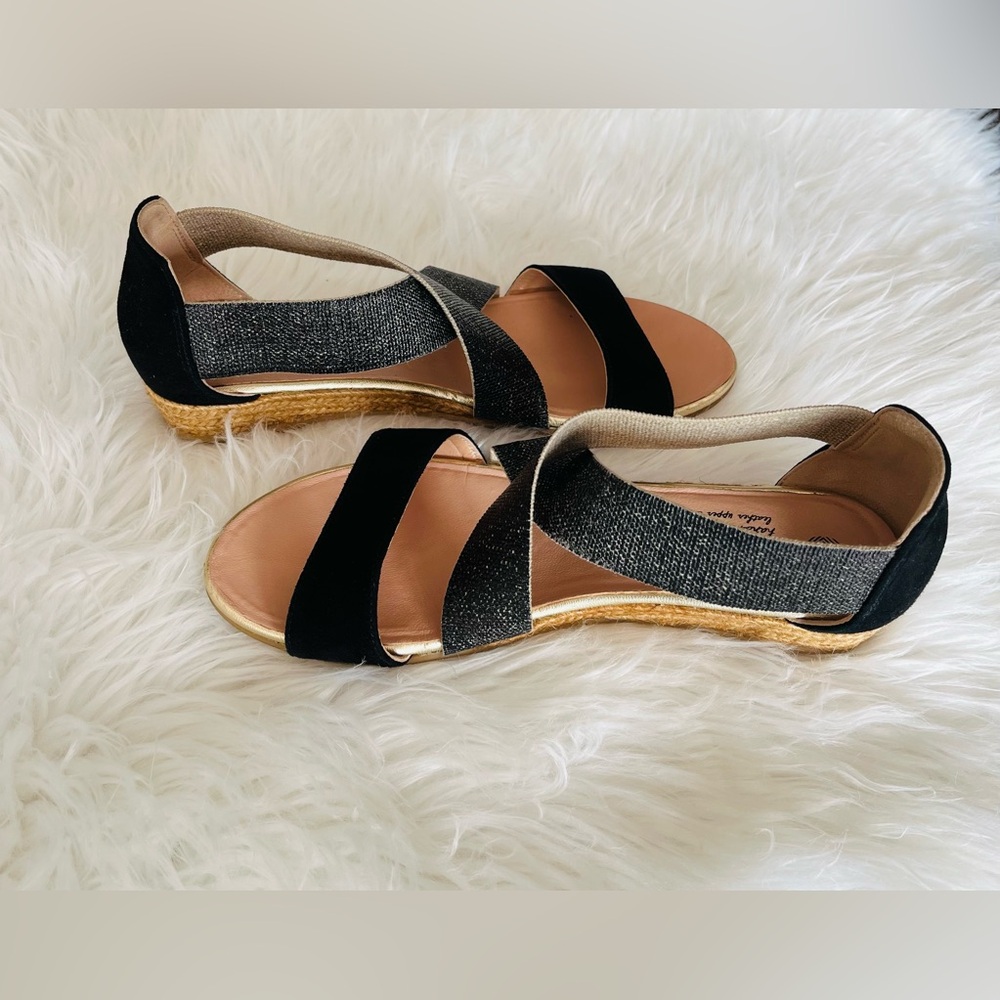 Eric Michael Black and Gold Sandals
